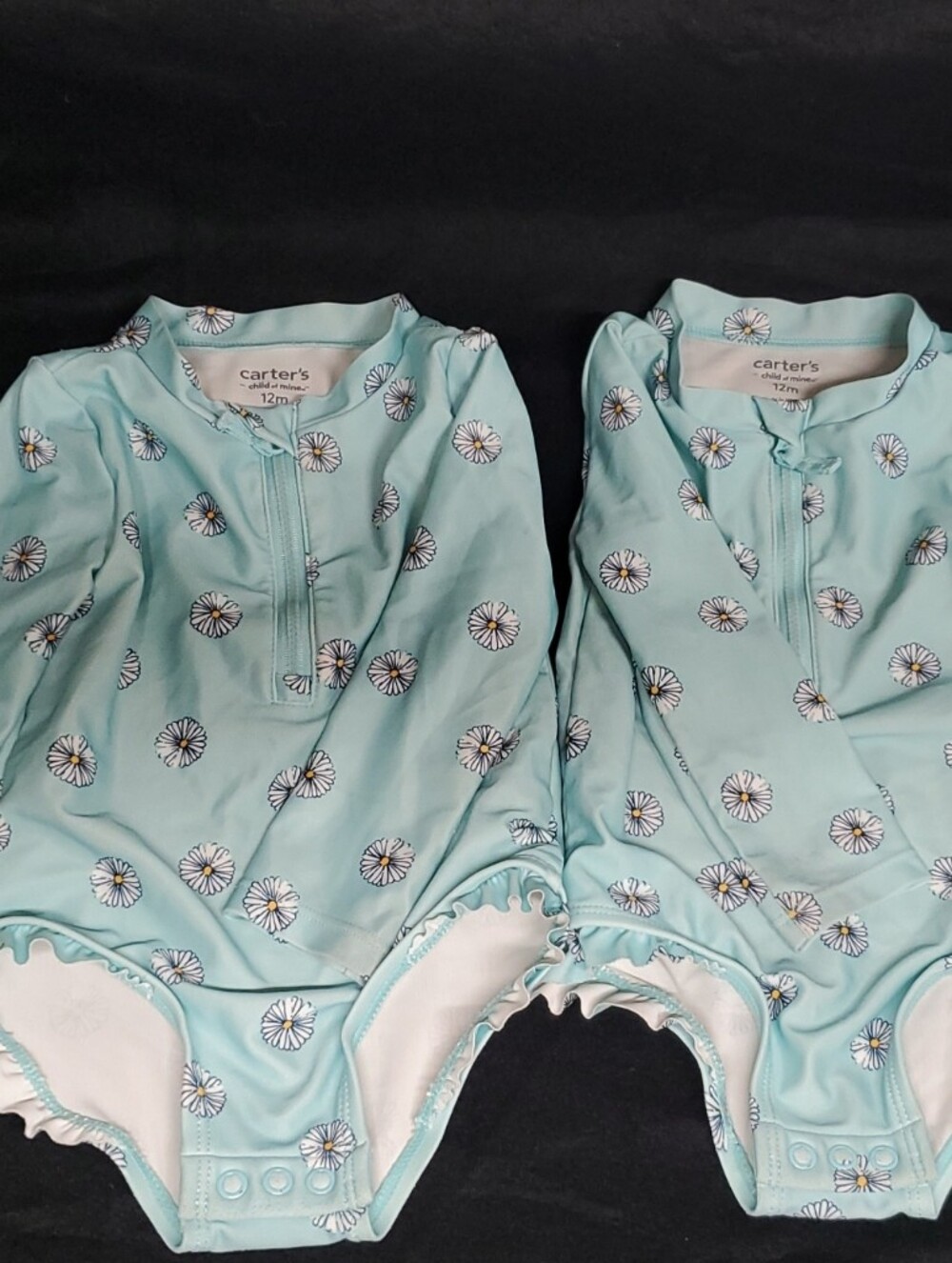 Two (Twin) Carter's Daisy Long Sleeve Rash Guard Swimsuit